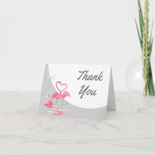 Flamingo Love Large Moon Gracias tarjeta de texto (Anverso)