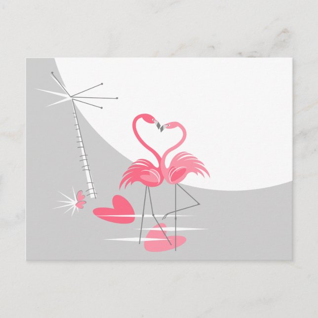 Flamingo Love Large Moon postal (Anverso)