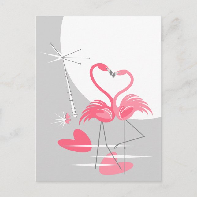 Flamingo Love Large Moon postal (Anverso)