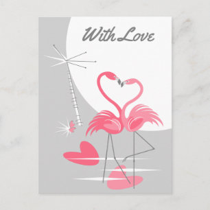 Flamingo Love Large Moon With Love postal