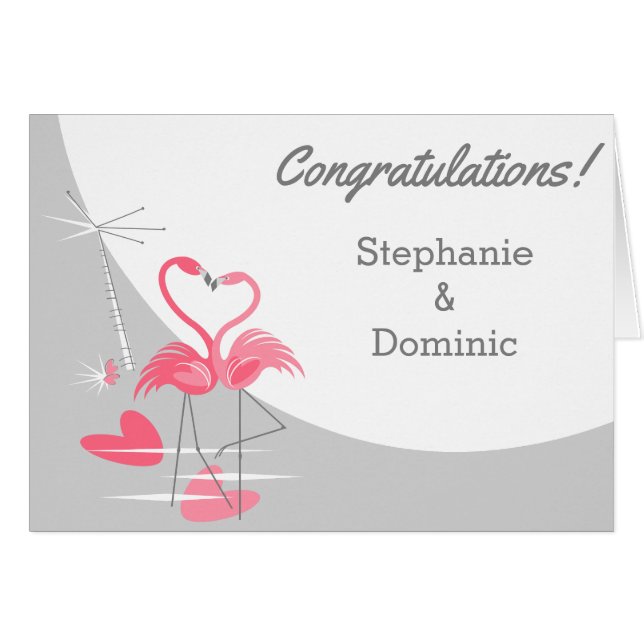 Flamingo Love Moon Felicitaciones Nombres Textos (Anverso (Horizontal))