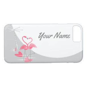 Flamingo Love Moon Name iPhone 7 funda horizontal