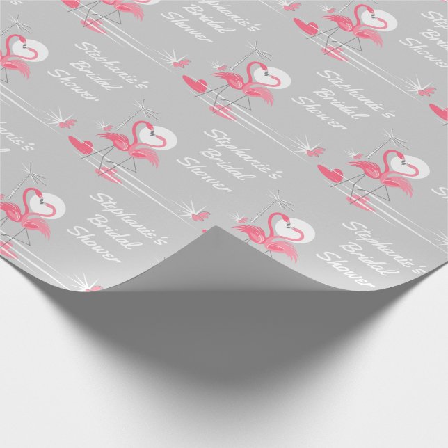 Flamingo Love Side Bridal Shower papel envolvente (Esquina)