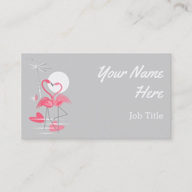 Flamingo Love Slim Side tarjeta de negocios (Anverso)
