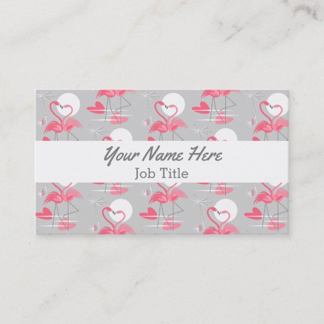 Flamingo Love Tiled tarjeta de negocios de rayas b (Anverso)