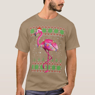 Flamingo Navidades feos Sweater Xmas Tree Luces