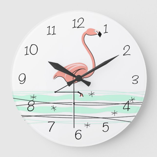 Flamingo Número de reloj del océano redondo (Anverso)