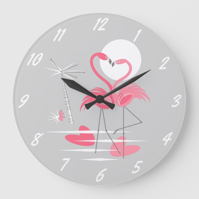 Flamingo Números de reloj de amor redondeados (Anverso)