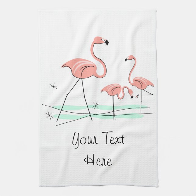Flamingo Ocean Trio 2 Toalla de cocina de texto (Vertical)