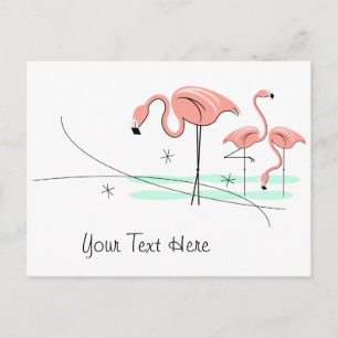 Flamingo Ocean Trio 3 Tarjeta postal de texto