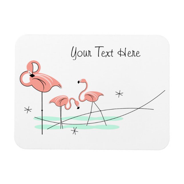 Flamingo Ocean Trio imán de texto flexible (Horizontal)