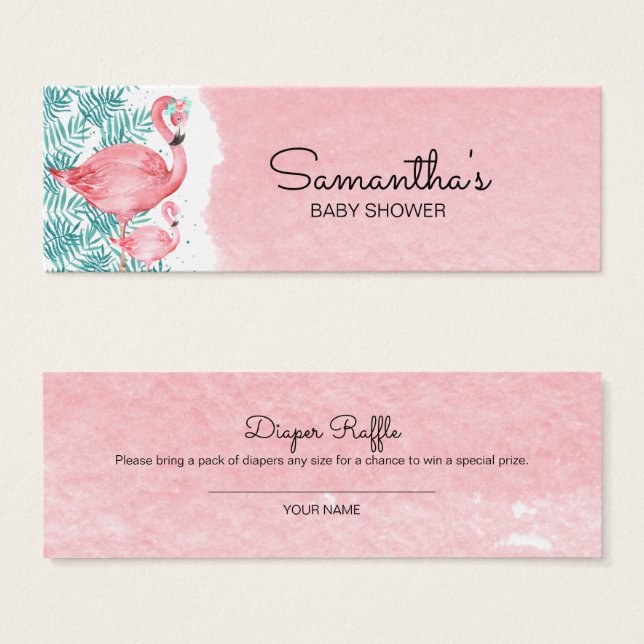 Flamingo & Palm deja Baby Shower Diaper Raffle (Anverso y reverso)