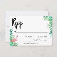 Flamingo & Palm Leaves RSVP