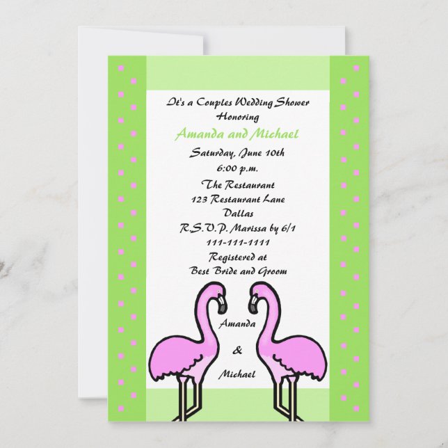 Flamingo Parejas Parejas Parejas Bodas Invitación  (Anverso)