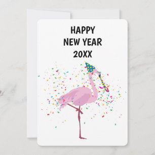 Flamingo Partying - Tarjeta de Año Nuevo para anim