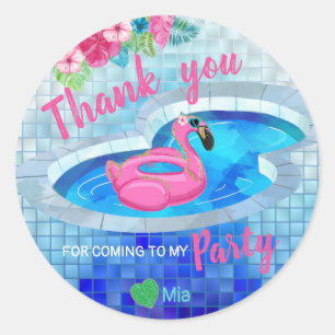 Flamingo pegatina Purpurina, pool Cumpleaños, Grac