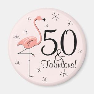 Flamingo Pink 50 y Fabulous! imán