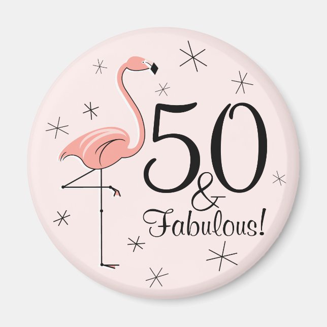 Flamingo Pink 50 y Fabulous! imán (Frente)