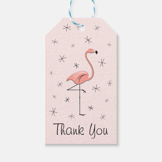 Flamingo Pink Gracias etiquetas de regalo (Anverso)