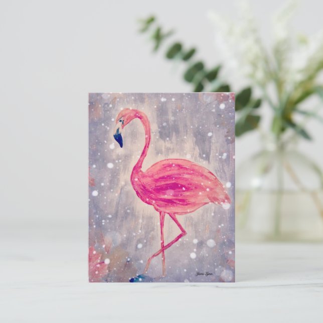 Flamingo Pintar tarjeta de felicitación Personalic (Anverso de pie)