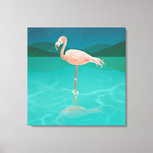 FLAMINGO POR LA NOCHE IMPRESIÓN ARTÍSTICA CANVAS