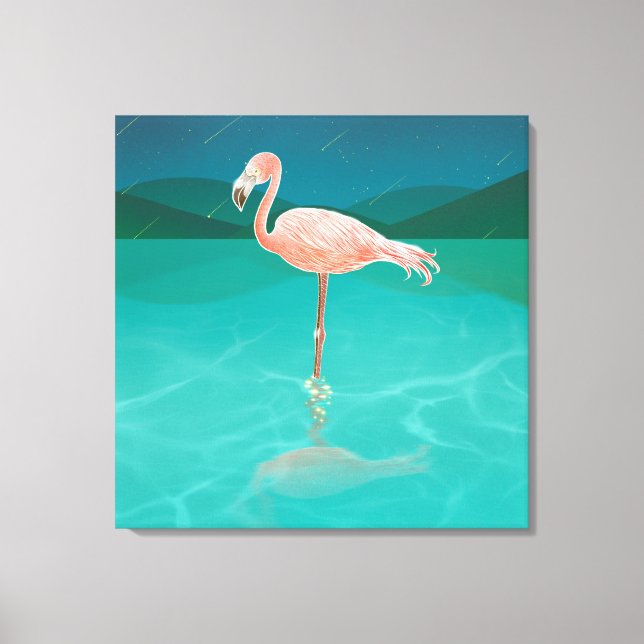 FLAMINGO POR LA NOCHE IMPRESIÓN ARTÍSTICA CANVAS (Anverso)
