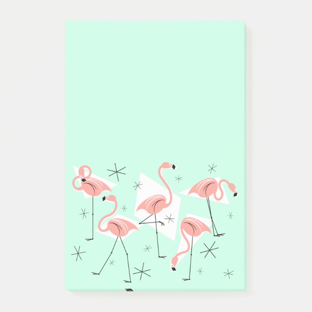 Flamingo Retro Green post nota vertical (Anverso)