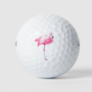Flamingo Rosa 3 Bolas de golf de Ilustracion acuát