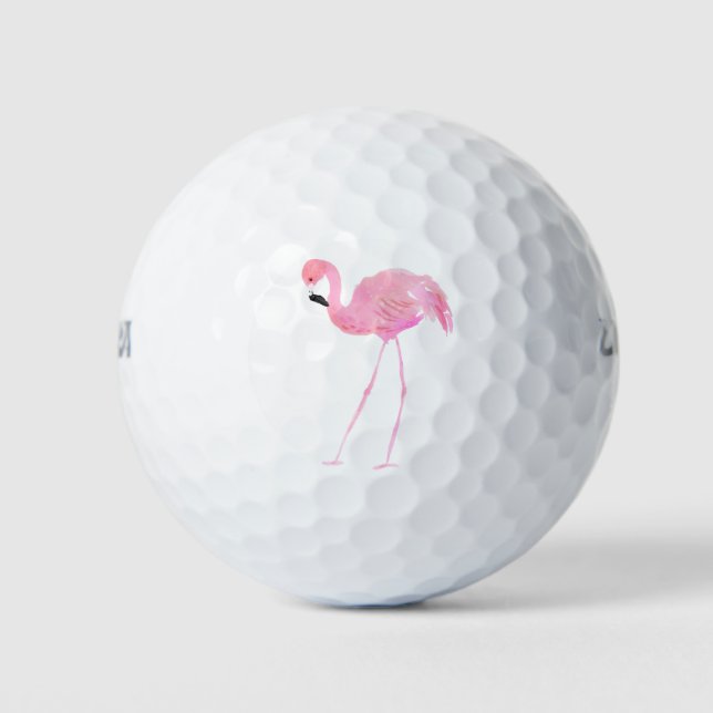 Flamingo rosa 4 Bolas de golf de Ilustracion acuát (Anverso)