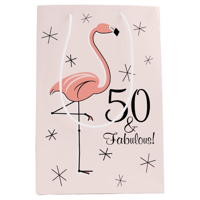 Flamingo Rosa '50 y fabuloso!' medio de bolsa de r (Anverso)