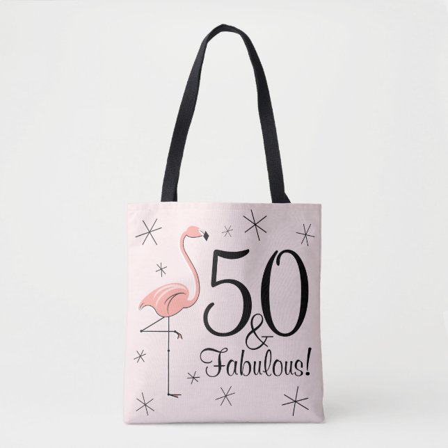 Flamingo Rosa '50 y Fabulous!' por toda la bolsa d (Anverso)