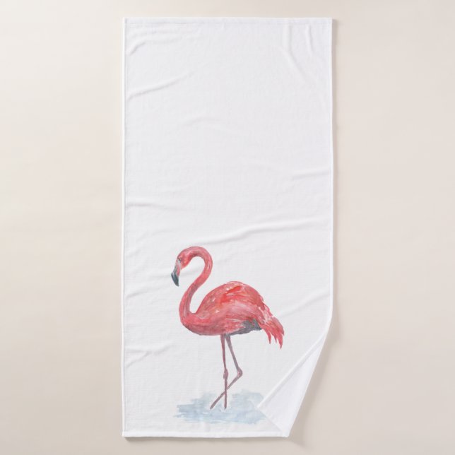 Flamingo rosa, acuarela. Toalla cuadrada (Toalla de baño)