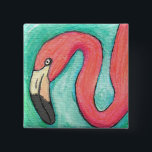 Flamingo rosa - botón tropical<br><div class="desc">Diseño original de arte folclórico por la artista Amy Jordan creado con acrílicos y lápices de colores. ¡Disfrútalo!</div>