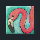 Flamingo rosa - botón tropical<br><div class="desc">Diseño original de arte folclórico por la artista Amy Jordan creado con acrílicos y lápices de colores. ¡Disfrútalo!</div>