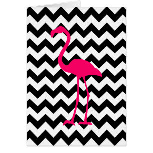Flamingo rosa brillante negro y negro zigzag blanc