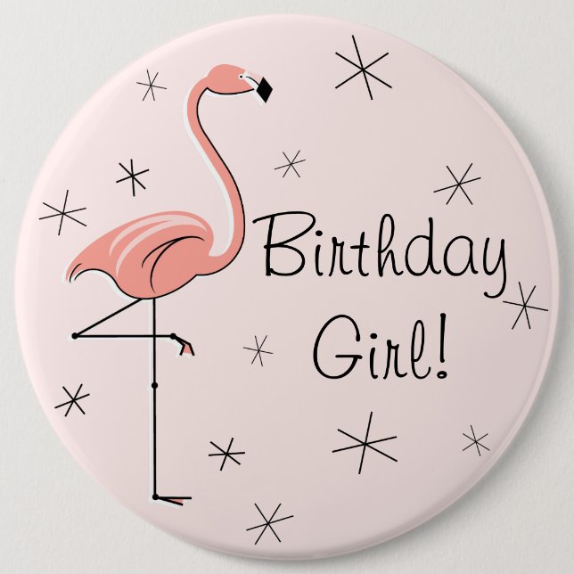 Flamingo Rosa 'Chica de cumpleaños!' chapa (Anverso)