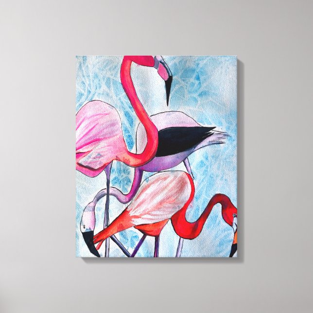 Flamingo rosa colorido arte acuático (Anverso)