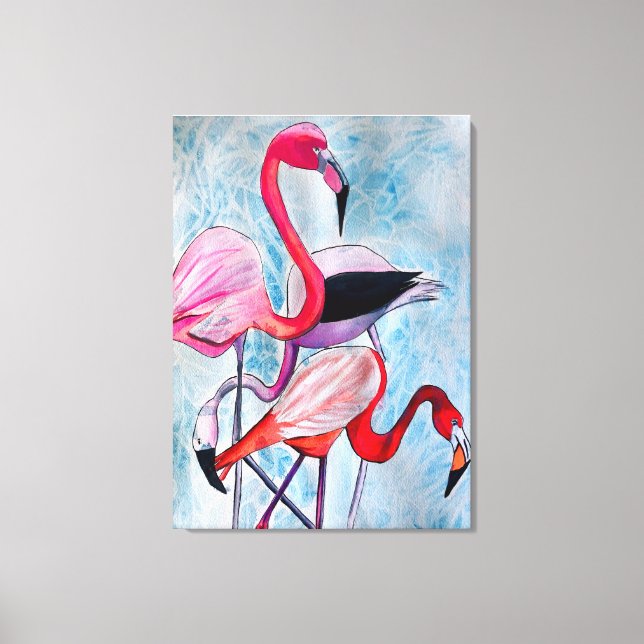 Flamingo rosa colorido arte acuático (Anverso)