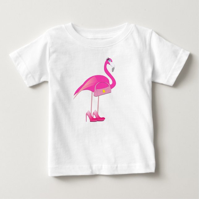Flamingo rosa -  de camiseta de Baby Fine Jersey (Anverso)
