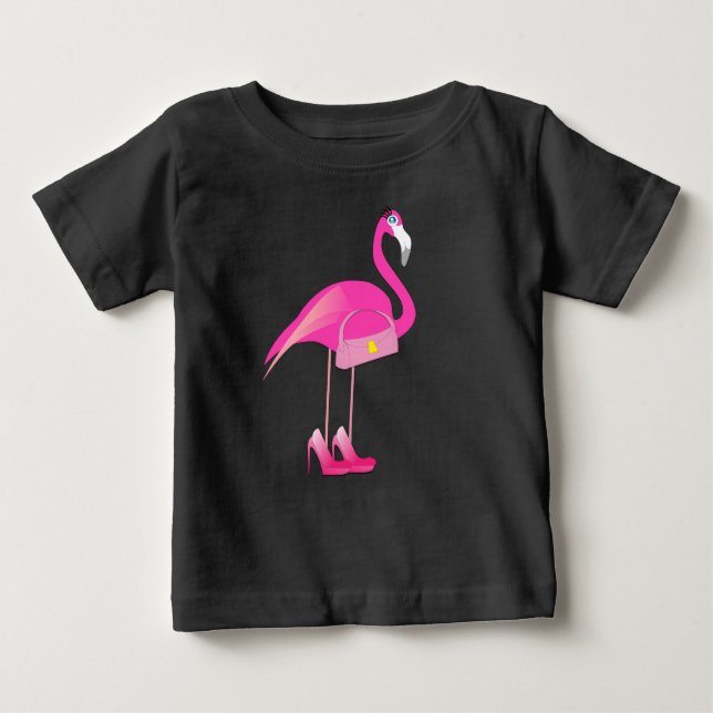 Flamingo rosa -  de camiseta de Baby Fine Jersey (Anverso)