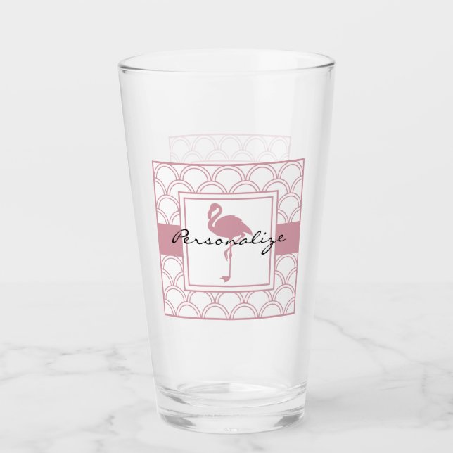 Flamingo rosa de la banda de onda Art Deco (Anverso)