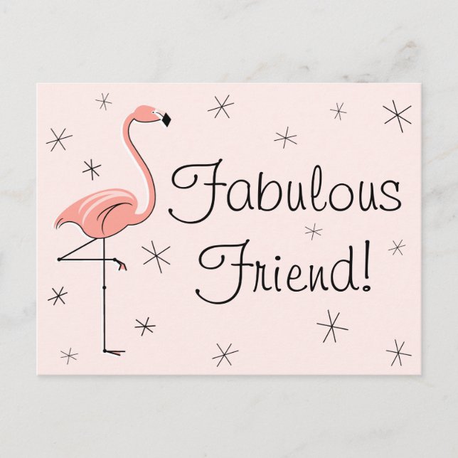 Flamingo Rosa "Fabulous Friend!" postal (Anverso)