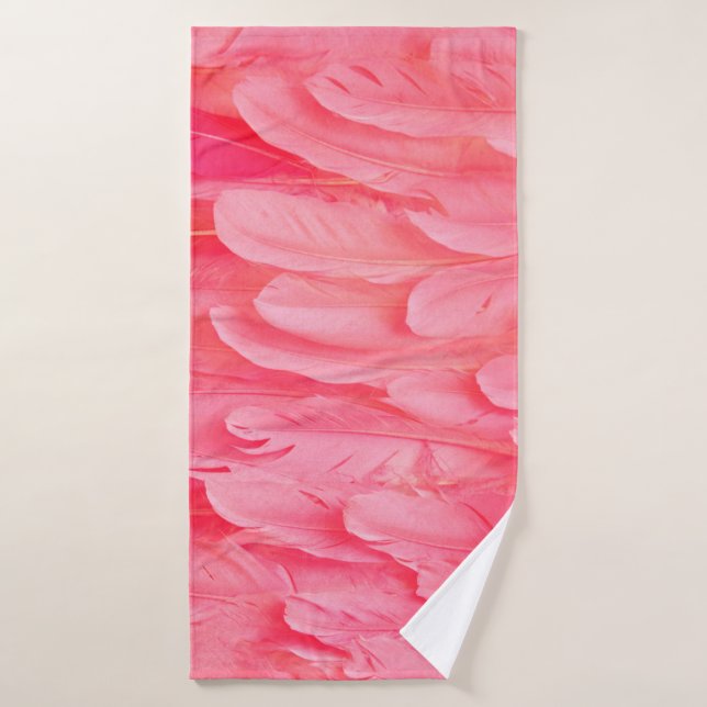 Flamingo rosa Feathersflamingo, plumas, rosa, text (Toalla de baño)