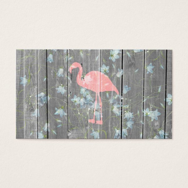 Flamingo rosa Floral Gris Rústico Fotografía de ma (Frente)