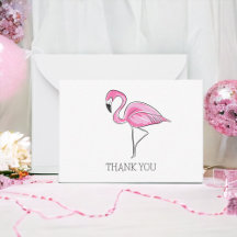 Flamingo rosa Gracias Cartas de Nota