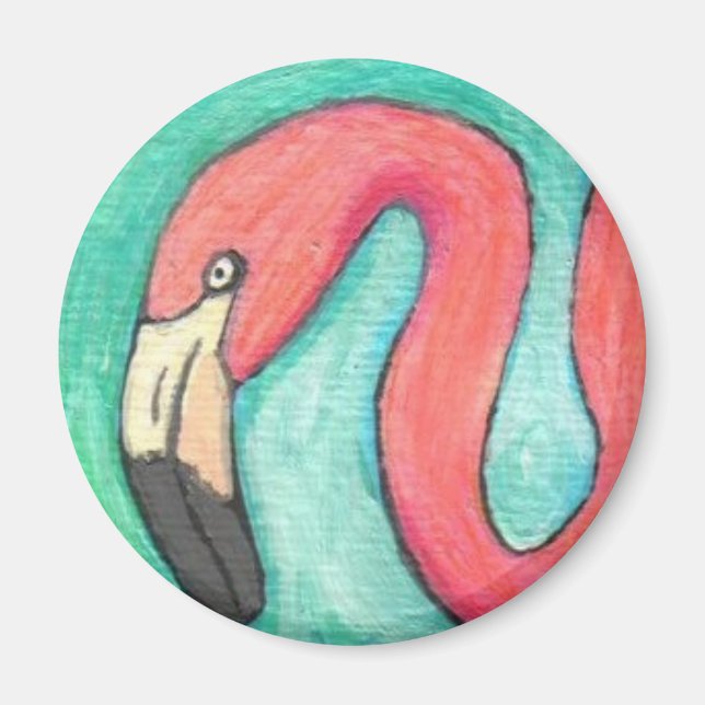 Flamingo rosa - imán (Frente)