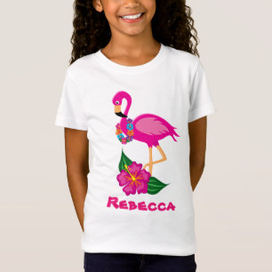 Flamingo rosa lindo añadir nombre chicas camiseta