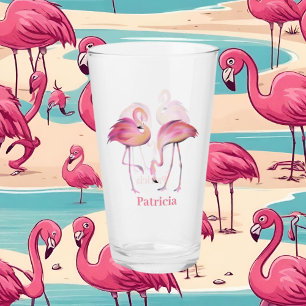 flamingo rosa lindo añadir nombre playa Glass