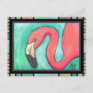 Flamingo rosa - postal artística (2)