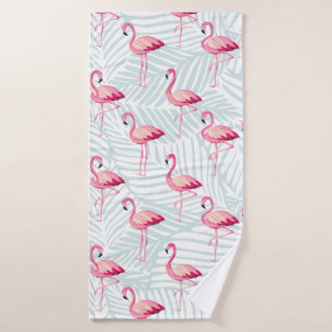 Flamingo rosa y hojas de palma - Cuidada